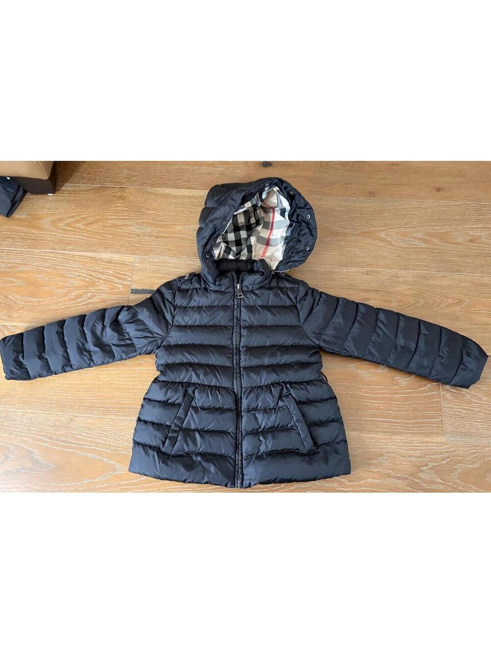 Burberry Black Hooded Puffer Coat Peplum Jacket Kids 4T FLAW